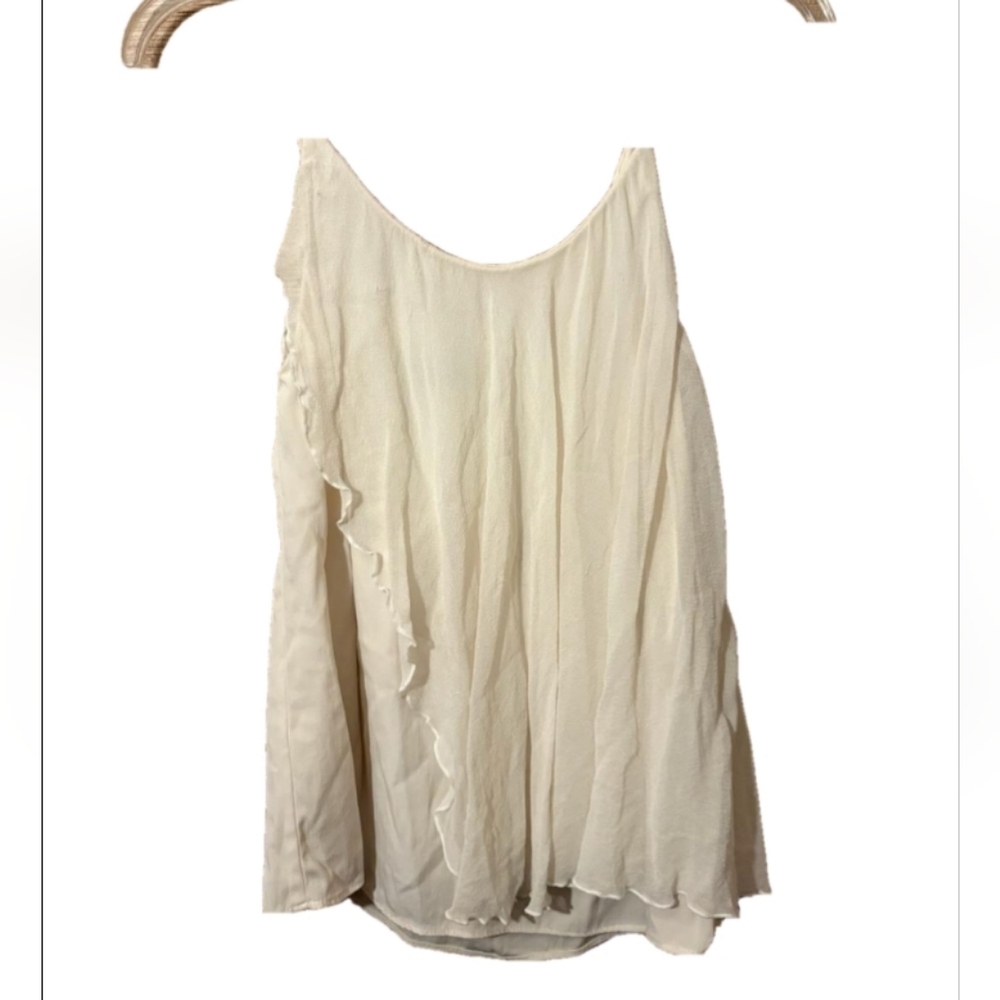 Alice + Olivia Chic Cream Sleeveless Silk Blouse Size Small - Picture 3 of 6